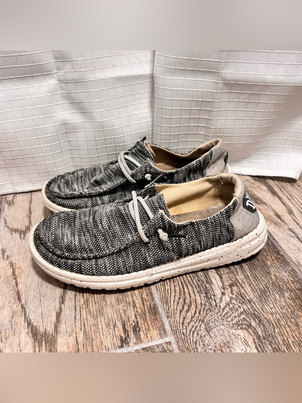 Hey Dude Wendy Sox Shoes Women's Size 6 Dark Grey Textile Slip On Loafers